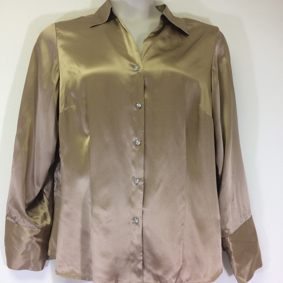 Kate Hill Tops - 💯% Silk Kate Hill Woman Elegant Gold Blouse NWOT